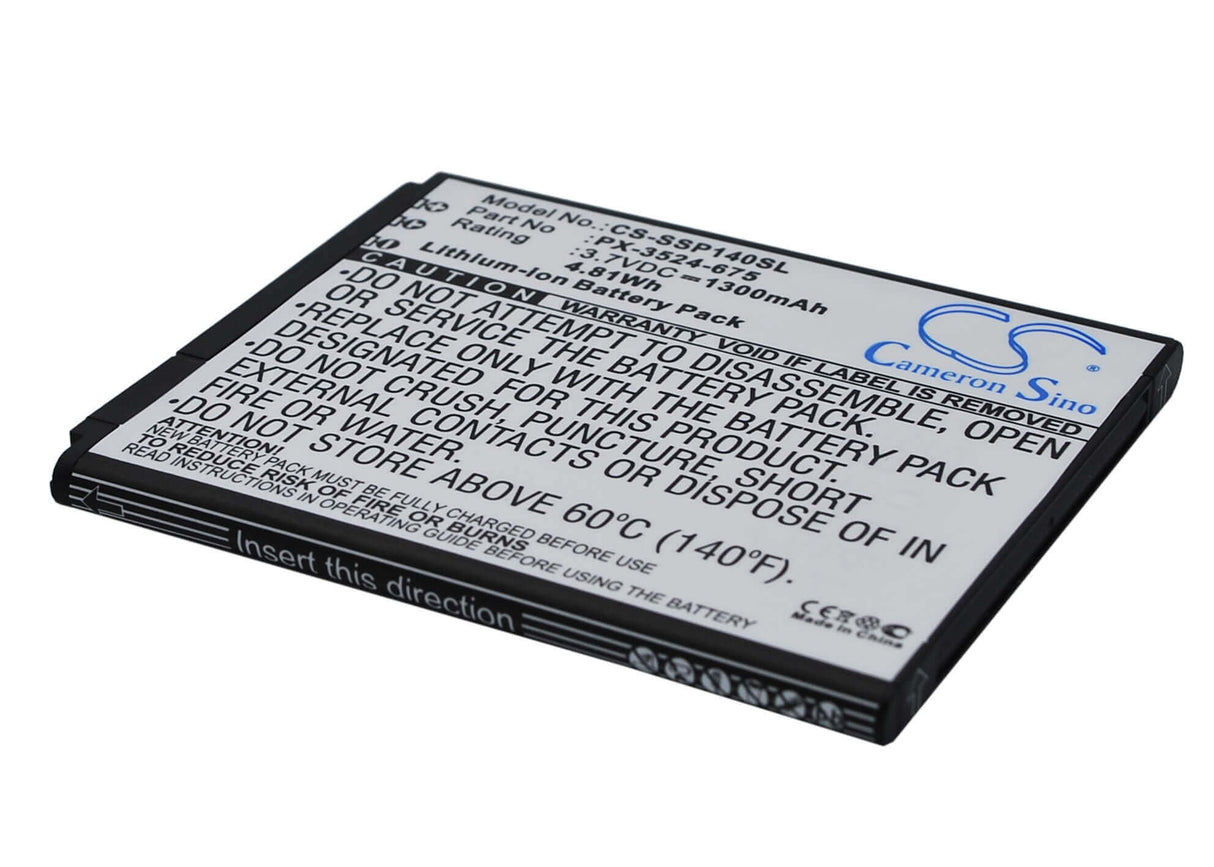 3.7V, Li-ion, 1300mAh, SmartPhone battery fits Simvalley, Px-3524, Singlecore, Sp-140, 4.81Wh Mobile, SmartPhone Cameron Sino Technology Limited (Smartphone)
