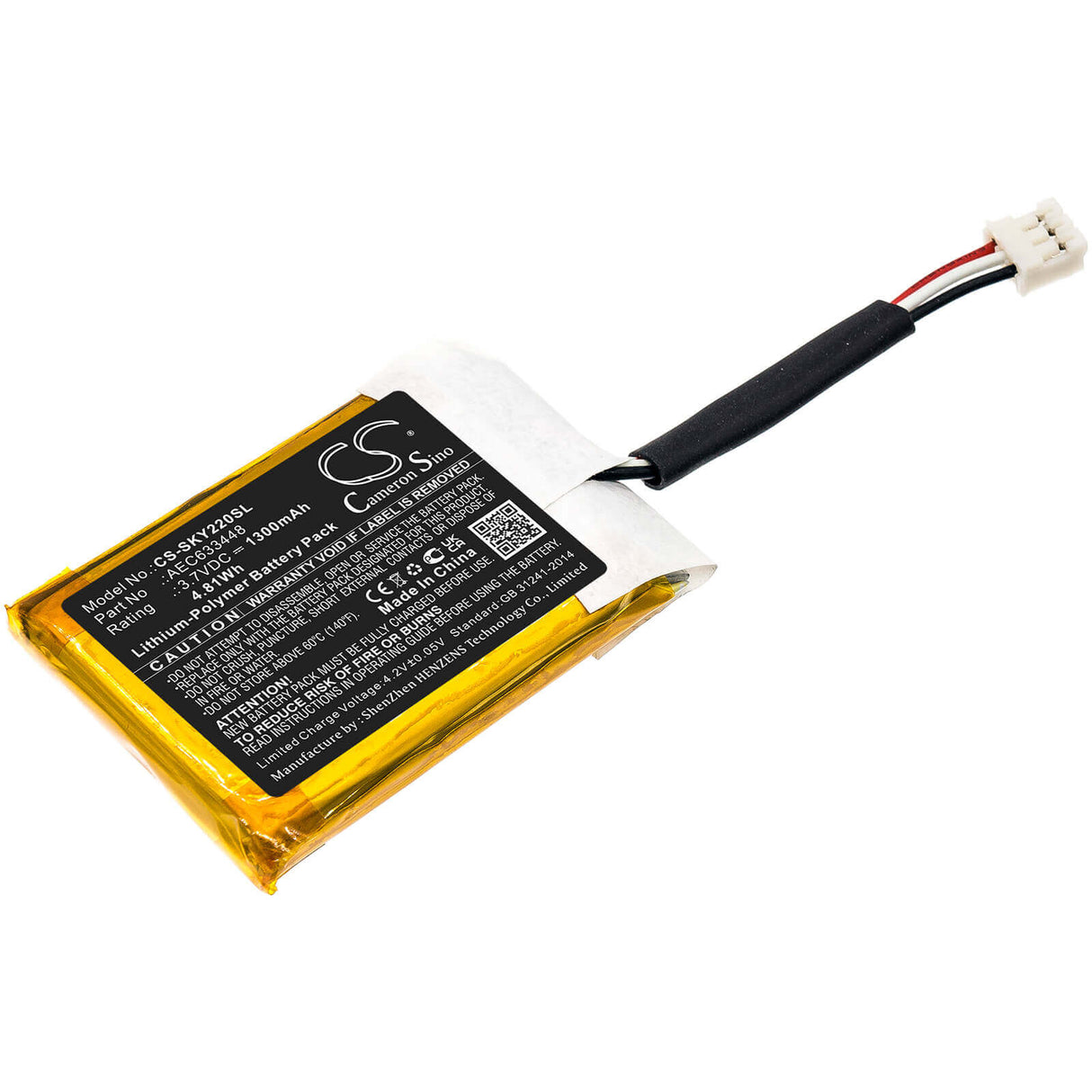 3,7V, Li-Polymère, 1300mAh, Batterie de haut-parleur compatible avec Skullcandy, Ambush, Y22-sk2013008, 4,81Wh Haut-parleur Cameron Sino Technology Limited