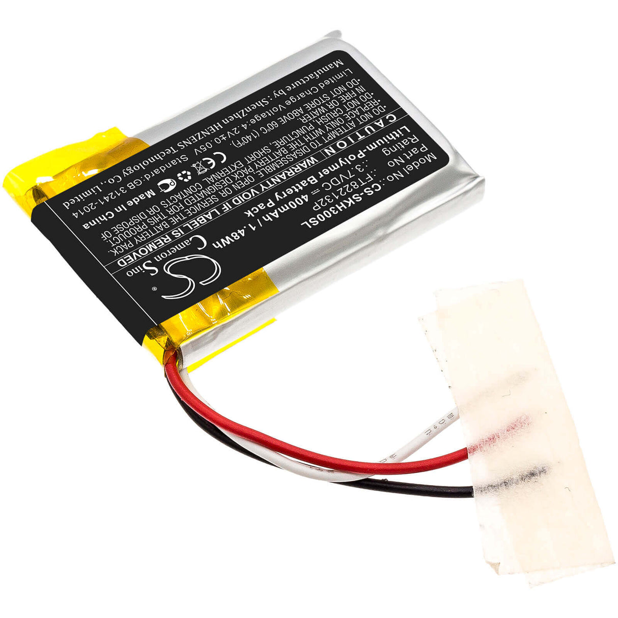3.7V, Li-Polymer, 400mAh, Headset battery fits Skullcandy, Ft822132p, Hesh 3, 1.48Wh Wireless Headset Cameron Sino Technology Limited