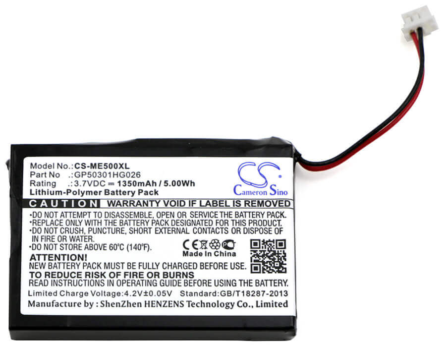 3.7V, Li-Polymère, 1350mAh, batterie GPS compatible avec Radio Shack, Firedoggolf, Skygolf, Gp50301hg026, Xl2300, 5Wh GPS, Navigator Cameron Sino Technology Limited