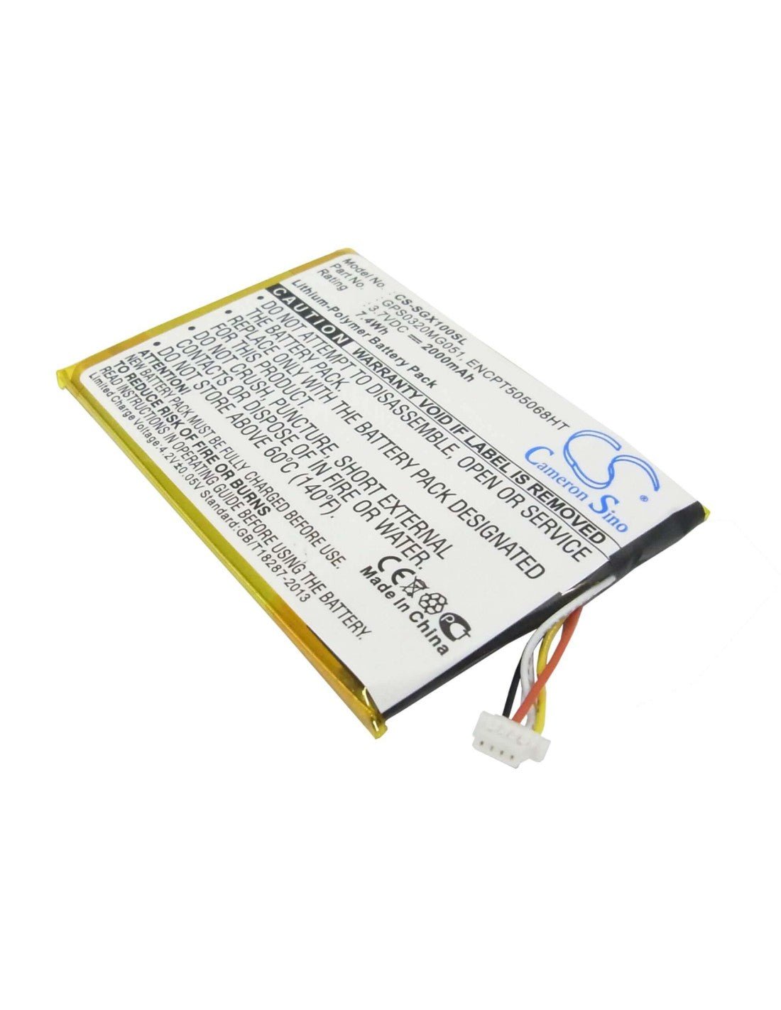 3.7V, Li-Polymer, 2000mAh, GPS battery fits Skygolf, Encpt505068ht, Skycaddie Breeze Sgx Sgxw, Skycaddie Sgx, 7.4Wh GPS, Navigator Cameron Sino Technology Limited