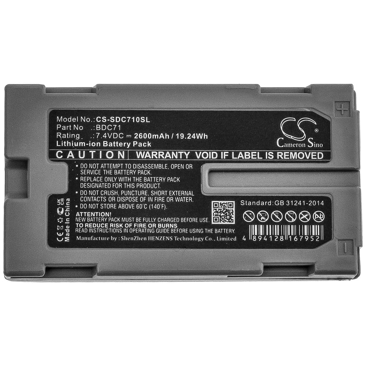 7.4V, Li-ion, 2600mAh, Equipment battery fits Topcon, Sokkia, Bdc71, 3D Layout Navigator LN-150, Pipe Laser Tp-l6, 19.24Wh Equipment, Survey, Test Cameron Sino Technology Limited