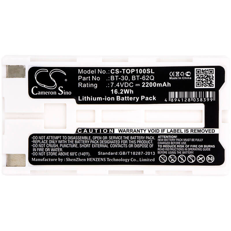 7,4V, Li-ion, 2200mAh, Batterie d'équipement compatible avec Topcon, Sokkia, Fuji, Amada Miyachii, Bt-30, 2M1183, Mm-410a, 16,28Wh Équipement, Enquête, Test Cameron Sino Technology Limited