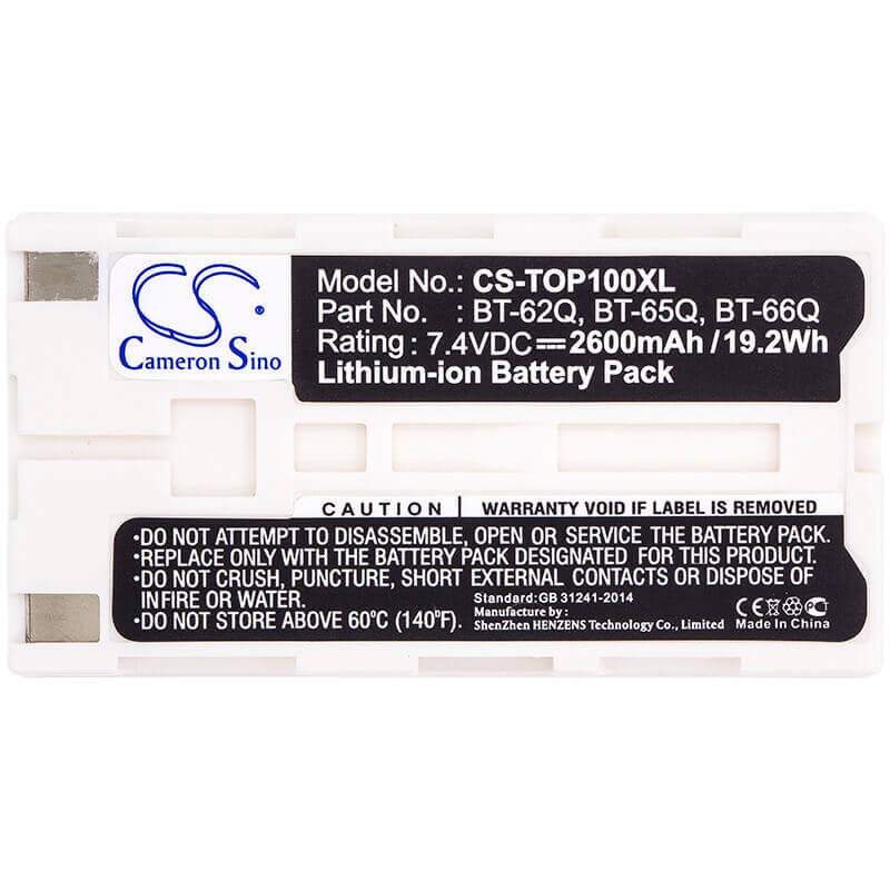 7.4V, Li-ion, 2600mAh, Batterie d'équipement compatible avec Topcon, Sokkia, Fuji, Amada Miyachii, Hioki, Bt-30, 2M1183, Mm-410a, 19.24Wh Équipement, Enquête, Test Cameron Sino Technology Limited
