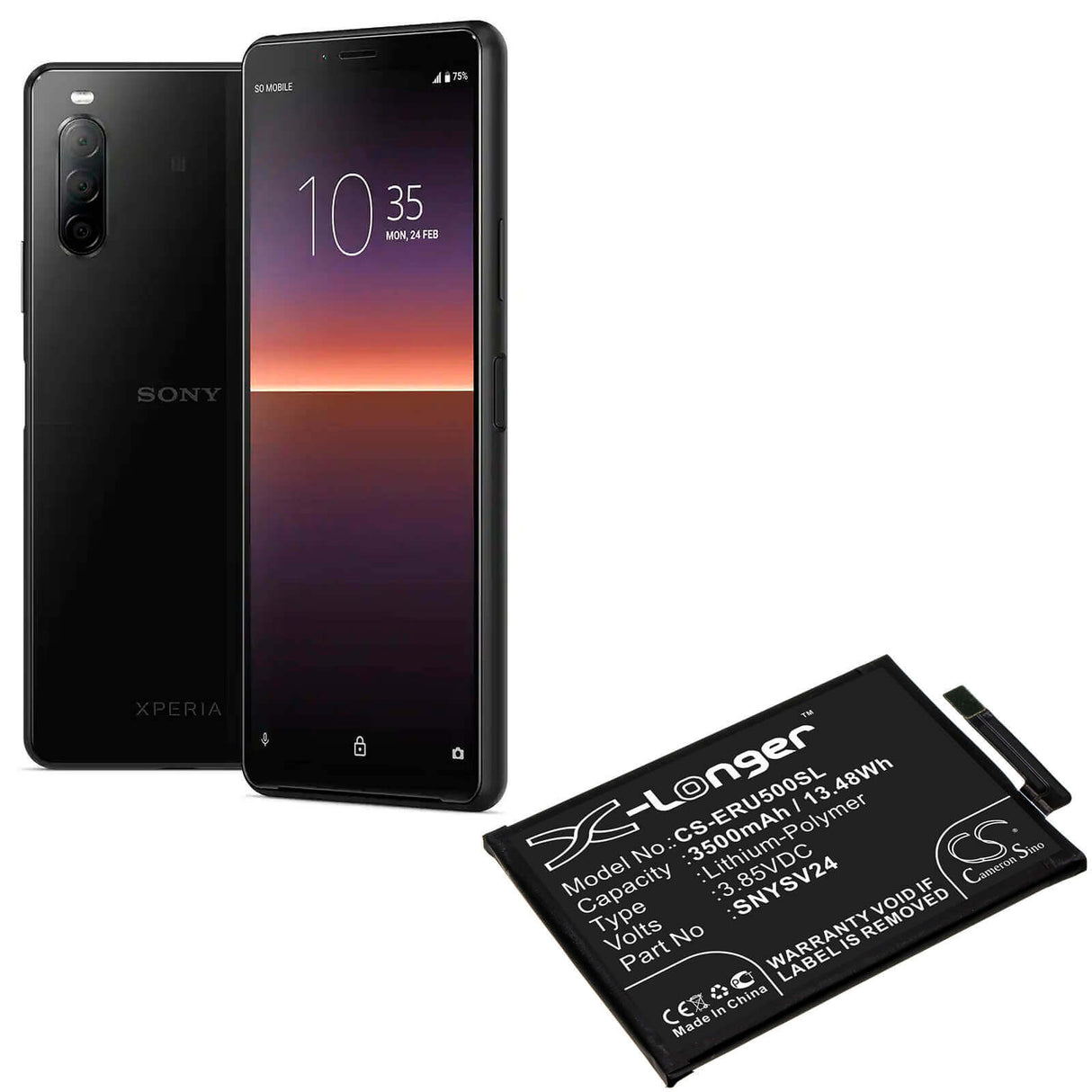 3.85V, Li-Polymer, 3500mAh, SmartPhone battery fits Sony, Snysv24, A001so, So-41a, 13.48Wh Mobile, SmartPhone Cameron Sino Technology Limited (Smartphone)