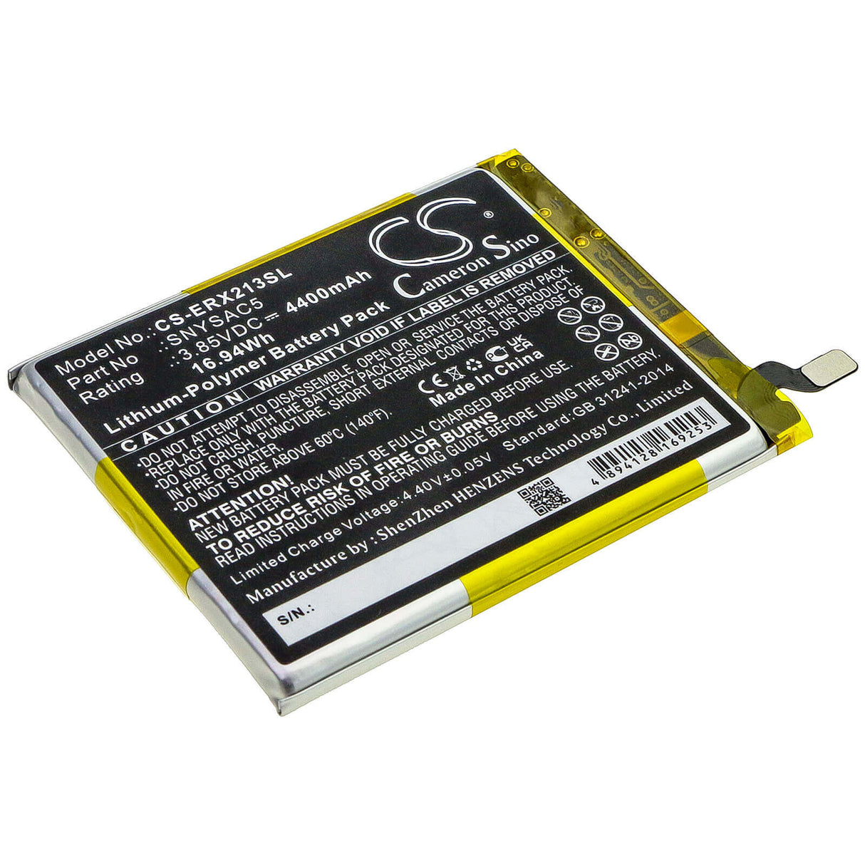 3.85V, Li-Polymer, 4400mAh, SmartPhone battery fits Sony, Snysac5, A102so, Pdx-213, 16.94Wh Mobile, SmartPhone Cameron Sino Technology Limited (Smartphone)