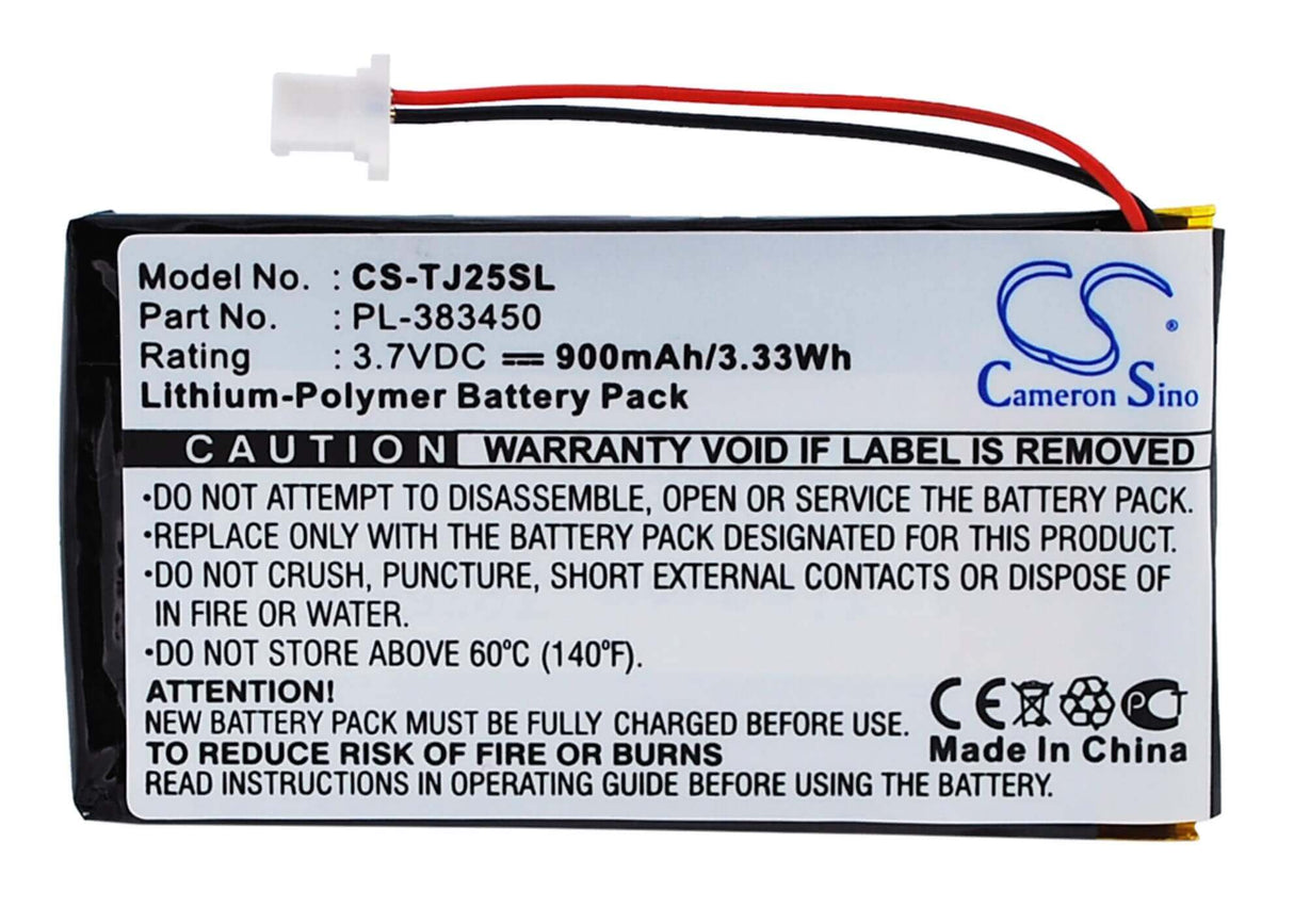 3.7V, Li-Polymer, 900mAh, PDA battery fits Sony, Pl-383450, Clie Peg-tj25, Clie Peg-tj35, 3.33Wh PDA, Pocket PC Cameron Sino Technology Limited