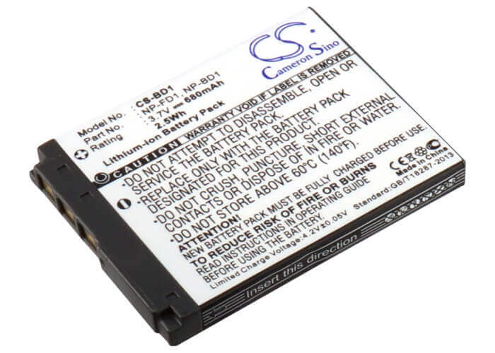 3.7V, Li-ion, 680mAh, Camera battery fits Sony, Np-bd1, Cyber-shot Dsc-g3, Cyber-shot Dsc-t2, 2.516Wh Camera Cameron Sino Technology Limited (Camera)