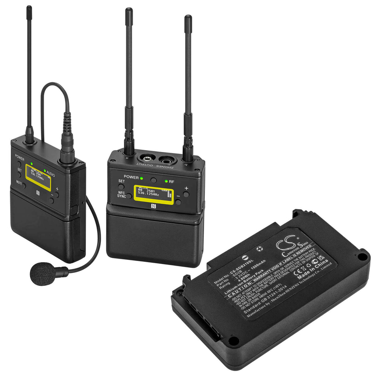 3.2V, Li-ion, 1500mAh, batterie de microphone compatible avec Sony, Sd2b, Mamen Md2, Uwp-d21, 4.8Wh Microphone Cameron Sino Technology Limited