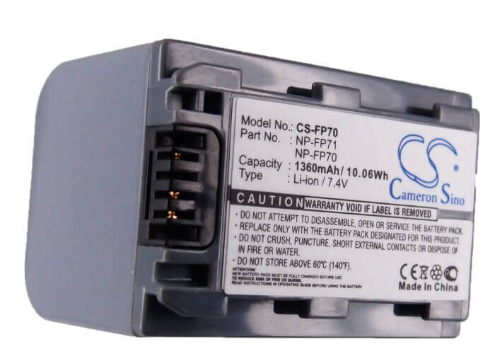 7.4V, Li-ion, 1360mAh, Camera battery fits Sony, Np-fp60, Dcr-dvd105, Dcr-dvd105e, 10.064Wh Camera Cameron Sino Technology Limited (Camera)