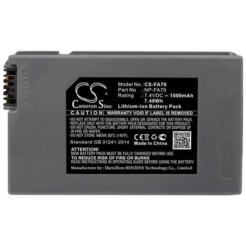 Battery For Sony Dcr-dvd7, Dcr-dvd7e, Dcr-hc90, Dcr-hc90e, 7.4v, 1300mah - 9.62wh Batteries for Electronics Cameron Sino Technology Limited (Suspended)