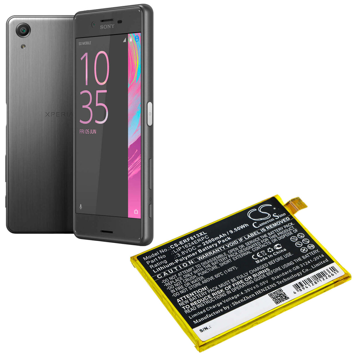 3.8V, Li-Polymer, 2500mAh, SmartPhone battery fits Sony, 1299-8177, F8131, F8132, 9.5Wh Mobile, SmartPhone Cameron Sino Technology Limited (Smartphone)