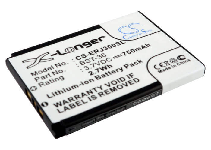 3.7V, Li-ion, 750mAh, SmartPhone battery fits Sony Ericsson, Bst-36, J300, J300a, 2.78Wh Mobile, SmartPhone Cameron Sino Technology Limited (Suspended)