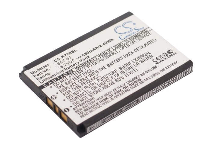 3.7V, Li-ion, 650mAh, SmartPhone battery fits Sony Ericsson, Bst-37, D750, D750i, 2.41Wh Mobile, SmartPhone Cameron Sino Technology Limited (Smartphone)