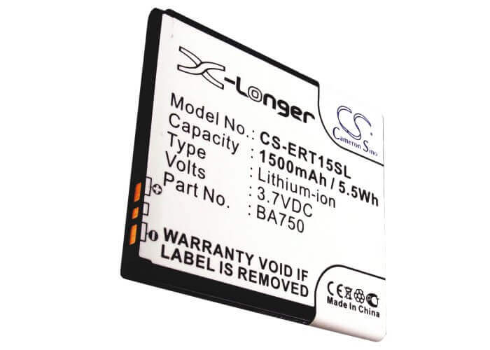 3.7V, Li-ion, 1500mAh, SmartPhone battery fits Sony Ericsson, Ba750, Anzu, Is11s, 5.55Wh Mobile, SmartPhone Cameron Sino Technology Limited (Smartphone)