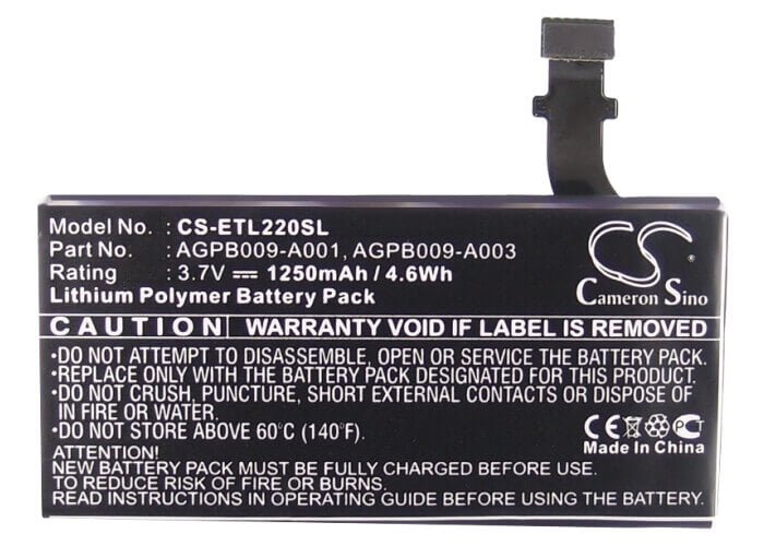 3.7V, Li-ion, 1250mAh, SmartPhone battery fits Sony Ericsson, Agpb009-a001, Lt22, Lt22i, 4.63Wh Mobile, SmartPhone Cameron Sino Technology Limited (Smartphone)