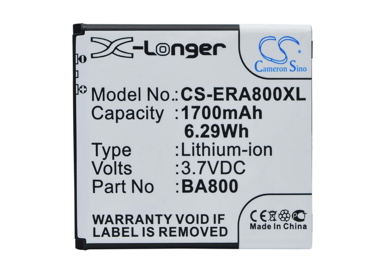 3.7V, Li-ion, 1700mAh, SmartPhone battery fits Sony Ericsson, Ba800, Arc Hd, Hikari, 6.29Wh Mobile, SmartPhone Cameron Sino Technology Limited (Smartphone)