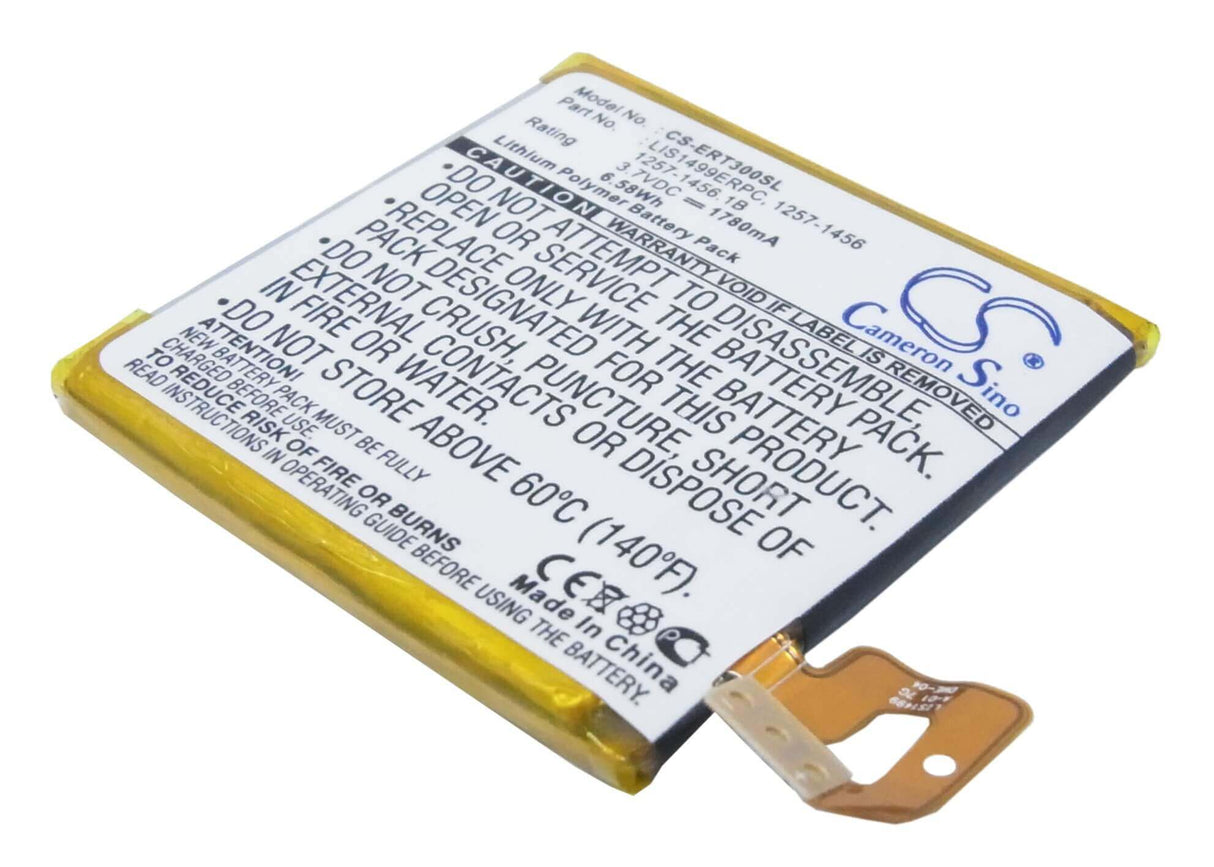 3.7V, Li-Polymer, 1780mAh, SmartPhone battery fits Sony Ericsson, 1257-1456, Lt30a, Lt30at, 6.59Wh Mobile, SmartPhone Cameron Sino Technology Limited (Smartphone)