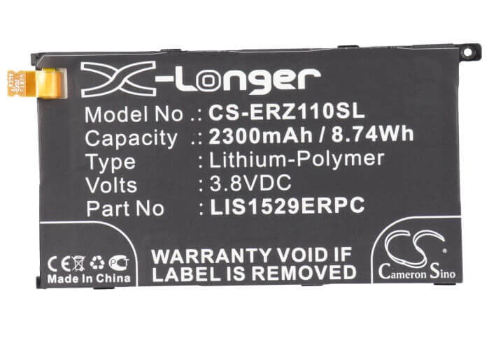 3.8V, Li-Polymer, 2300mAh, SmartPhone battery fits Sony Ericsson, 1274-3419.1, Amami, Amami Maki, 8.74Wh Mobile, SmartPhone Cameron Sino Technology Limited (Smartphone)