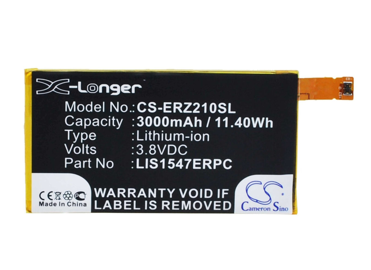 3.8V, Li-Polymer, 3000mAh, SmartPhone battery fits Sony Ericsson, Lis1547erpc, Canopus, Canopus Anna, 11.4Wh Mobile, SmartPhone Cameron Sino Technology Limited (Suspended)