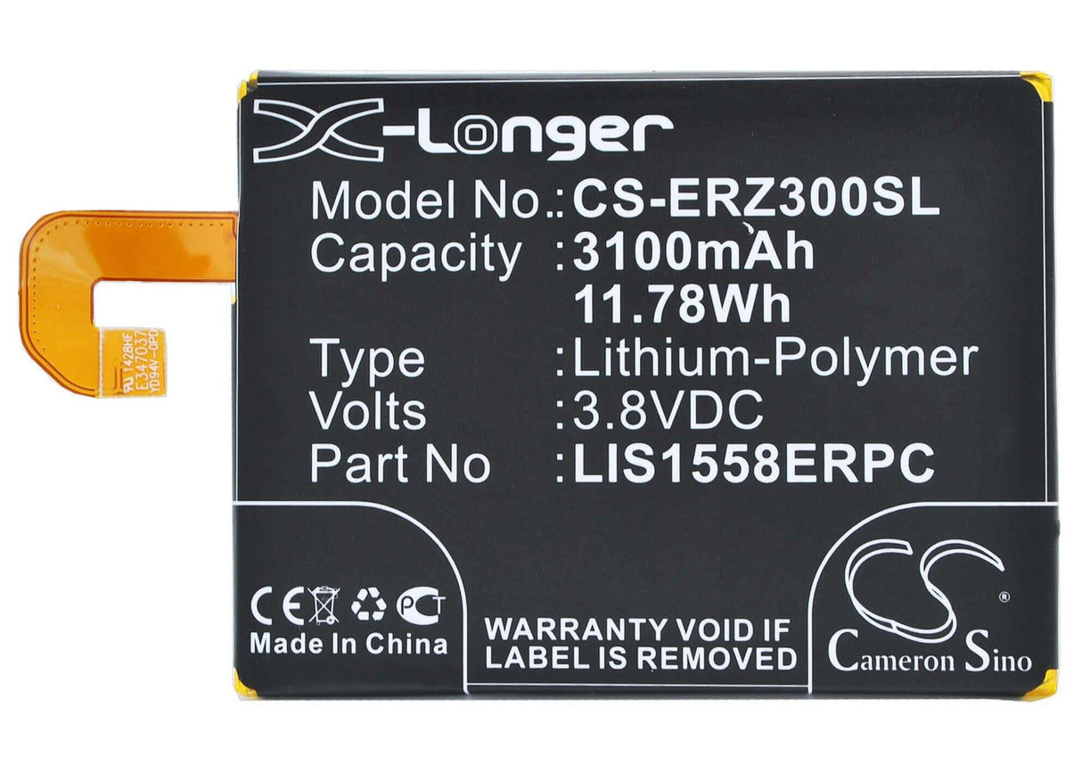 3.8V, Li-Polymer, 3100mAh, SmartPhone battery fits Sony Ericsson, Lis1558erpc, D6603, D6616, 11.78Wh Mobile, SmartPhone Cameron Sino Technology Limited (Smartphone)