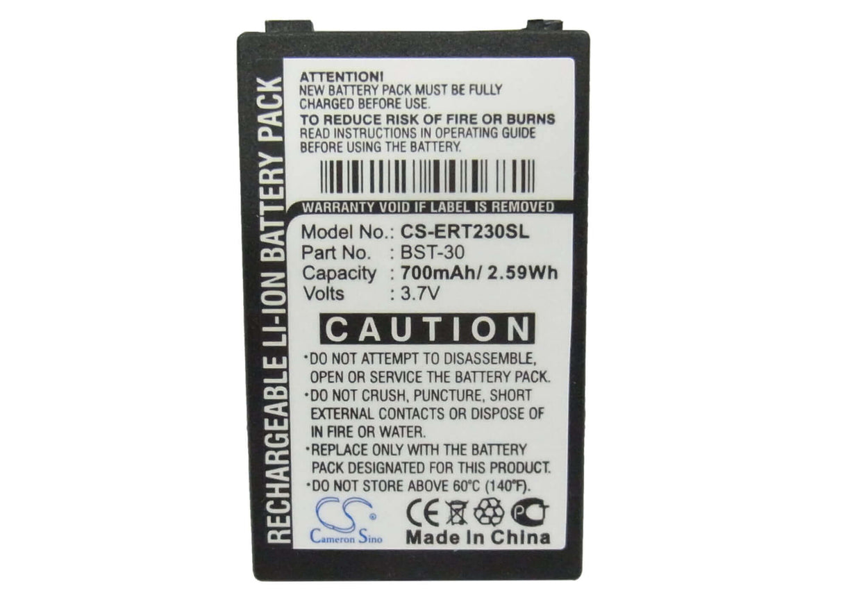 Battery For Sony Ericsson Z200, Z208, K700 3.7v, 800mah - 2.96wh Batteries for Electronics Cameron Sino Technology Limited (Suspended)