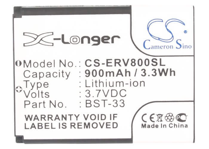 3.7V, Li-ion, 900mAh, SmartPhone battery fits Sony Ericsson, Vodafone, Bst-33, C702, C901 Greenheart, 3.33Wh Mobile, SmartPhone Cameron Sino Technology Limited (Smartphone)