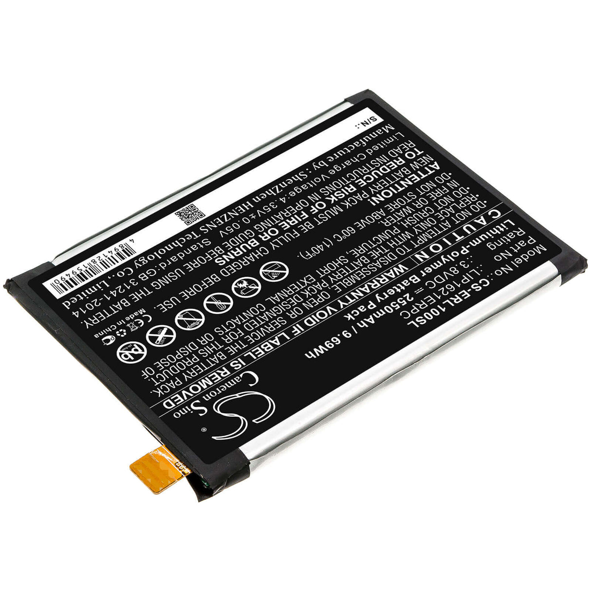 3,8V, Li-Polymère, 2550mAh, batterie pour smartphone compatible avec Sony, Lip1621erpc, G3311, G3312, 9,69Wh Mobile, Smartphone Cameron Sino Technology Limited (Smartphone)