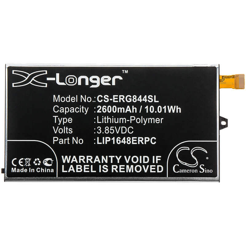 3.85V, Li-Polymer, 2600mAh, SmartPhone battery fits Sony, Lip1648erpc, G8441, Lilac, 10.01Wh Mobile, SmartPhone Cameron Sino Technology Limited (Suspended)