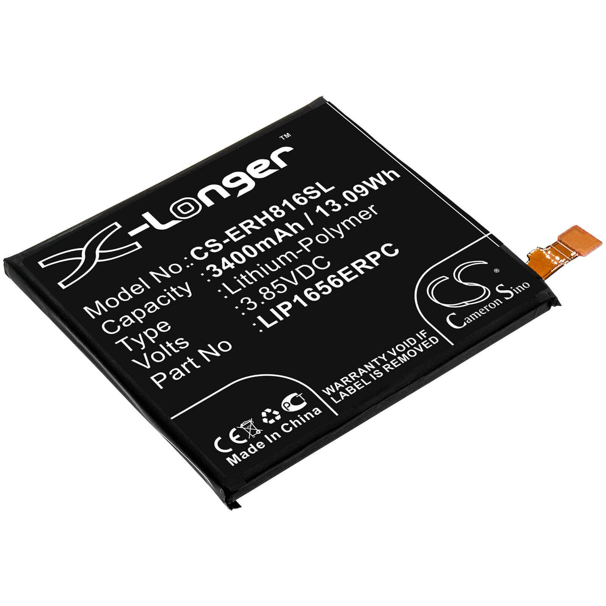 3.85V, Li-Polymer, 3400mAh, SmartPhone battery fits Sony, 1310-1690, H8116, H8166, 13.09Wh Mobile, SmartPhone Cameron Sino Technology Limited (Smartphone)