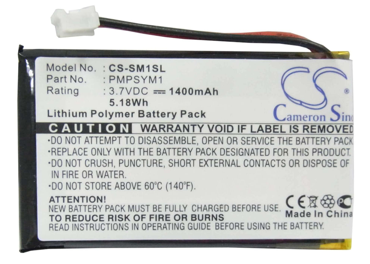 3.7V, Li-Polymer, 1400mAh, Media Player battery fits Sony, Pmpsym1, Hdd Photo Storage, Hdps-m1, 5.18Wh Media Player Cameron Sino Technology Limited (Suspended)