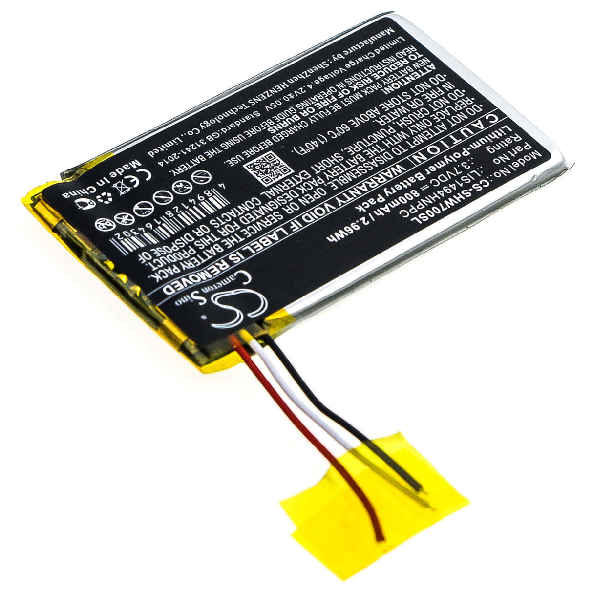 3.7V, Li-Polymer, 800mAh, Headset battery fits Sony, Lis1494hnppc, Mdr-hw700ds, 2.96Wh Wireless Headset Cameron Sino Technology Limited