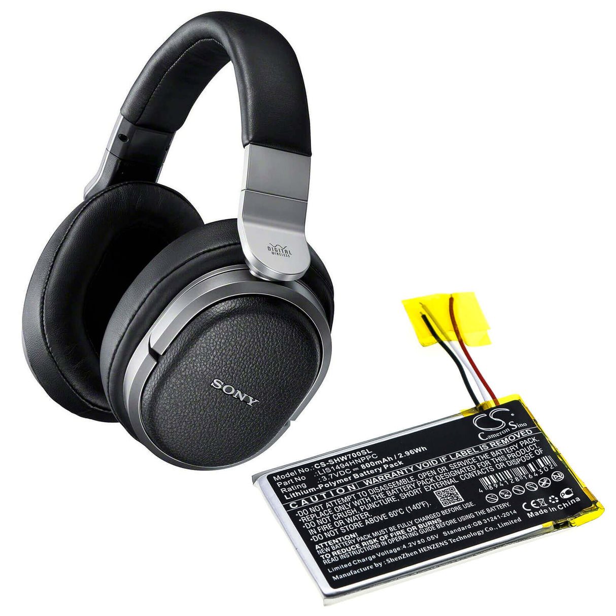 3.7V, Li-Polymer, 800mAh, Headset battery fits Sony, Lis1494hnppc, Mdr-hw700ds, 2.96Wh Wireless Headset Cameron Sino Technology Limited