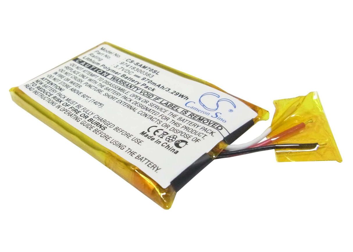 3.7V, Li-Polymer, 970mAh, Media Player battery fits Sony, 97418300383, Mx-m70, Mx-m75, 3.59Wh Media Player Cameron Sino Technology Limited