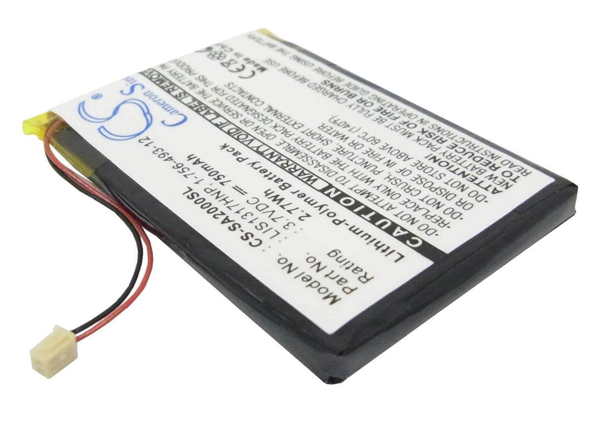 3.7V, Li-Polymer, 750mAh, Media Player battery fits Sony, 1-756-493-12, Nw-a2000, Nw-hd3, 2.78Wh Media Player Cameron Sino Technology Limited