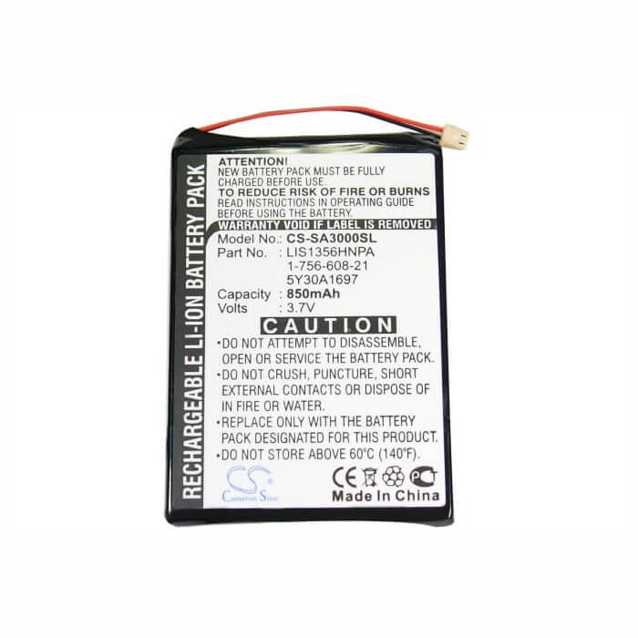 3.7V, Li-ion, 850mAh, Media Player battery fits Sony, 1-756-608-21, Nw-a3000 Series, Nw-a3000v, 3.15Wh Media Player Cameron Sino Technology Limited (Suspended)