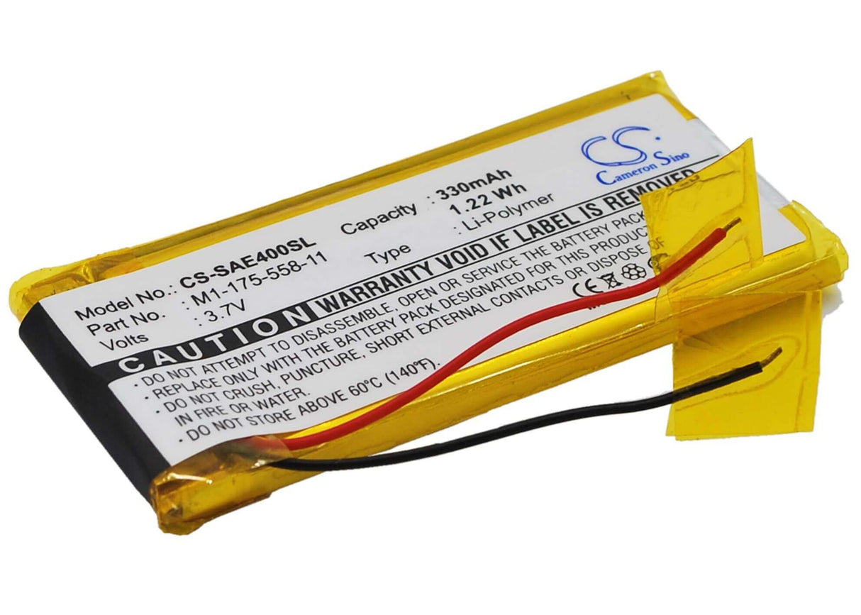3.7V, Li-Polymer, 330mAh, Media Player battery fits Sony, 1-175-558-11, Nw-e403, Nw-e405, 1.22Wh Media Player Cameron Sino Technology Limited