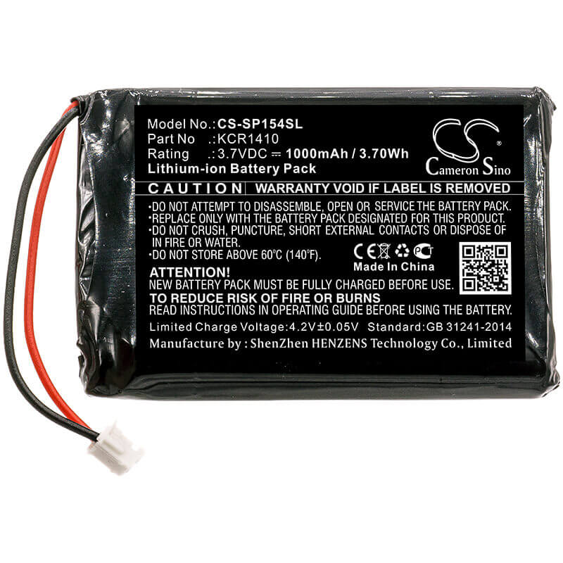 3,7V, Li-ion, 1000mAh, Batterie de console de jeu compatible avec Sony, Kcr1410, Cuh-zct2, Cuh-zct2e, 3,70Wh Console de jeu Cameron Sino Technology Limited