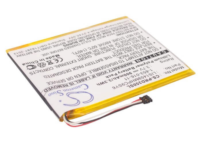 3.7V, Li-Polymer, 900mAh, E-book, E-reader battery fits Sony, 1-853-016-11, Prs-350, Prs-350sc, 3.33Wh E-book, E-reader Cameron Sino Technology Limited