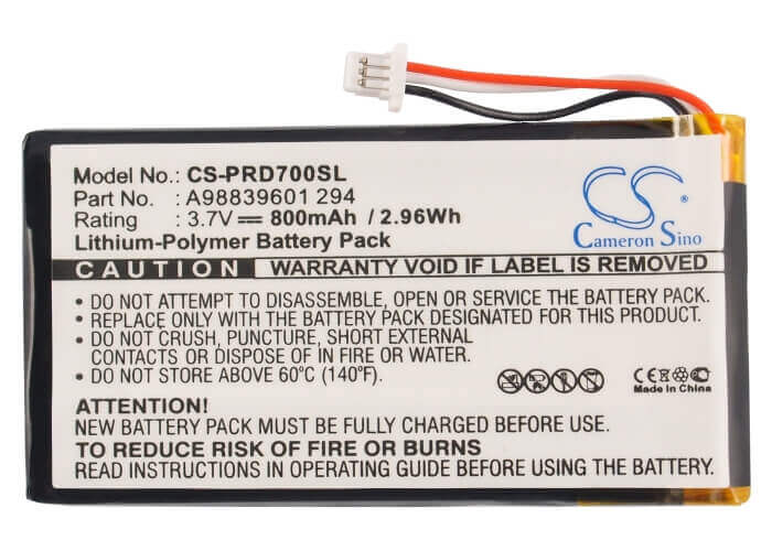 3.7V, Li-Polymer, 800mAh, E-book, E-reader battery fits Sony, A98839601 294, Prs-700, Prs-700bc, 2.96Wh E-book, E-reader Cameron Sino Technology Limited