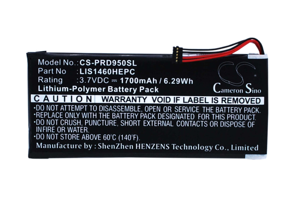 3.7V, Li-Polymer, 1700mAh, E-book, E-reader battery fits Sony, 1-853-020-11, Prs-950, Prs-950sc, 6.29Wh E-book, E-reader Cameron Sino Technology Limited