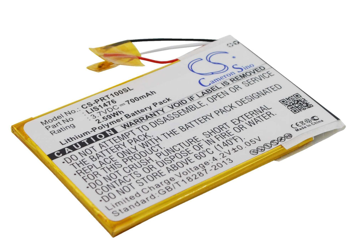 3.7V, Li-Polymer, 700mAh, E-book, E-reader battery fits Sony, 1-853-104-11, Prs-t1, Prs-t2, 2.59Wh E-book, E-reader Cameron Sino Technology Limited