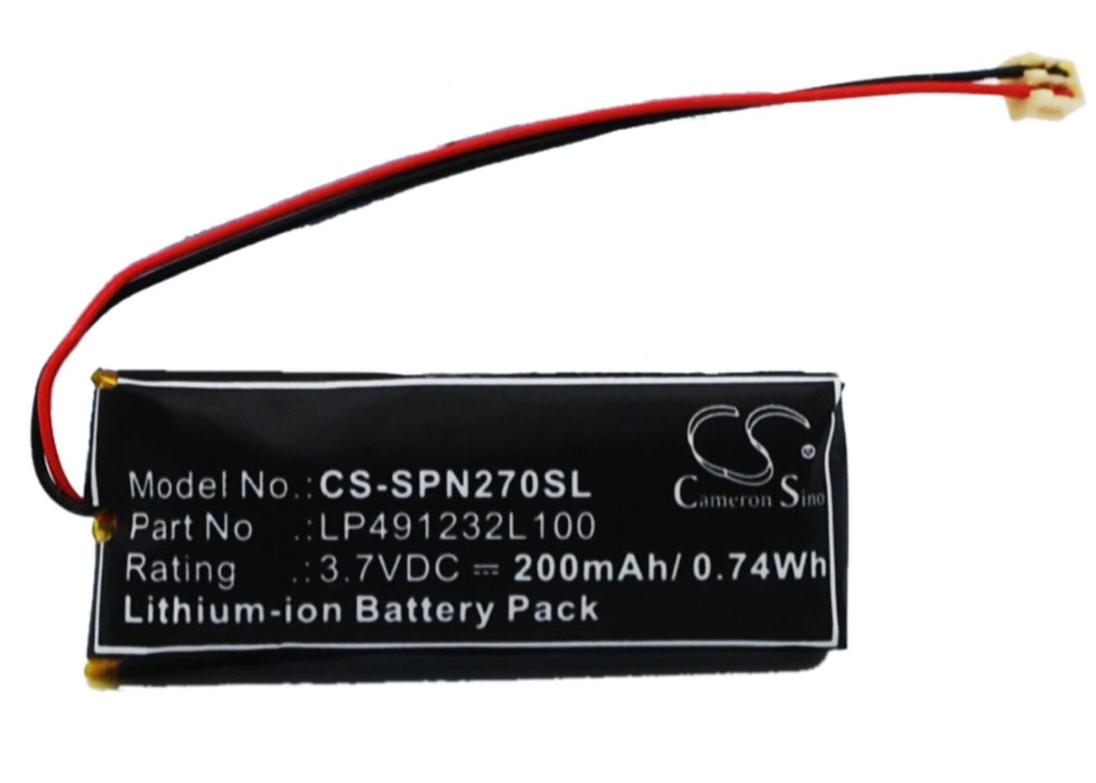 3.7V, Li-Polymer, 200mAh, Headset battery fits Sony, Lp491232l100, Psp-n270, Psp-n270g, 0.74Wh Wireless Headset Cameron Sino Technology Limited