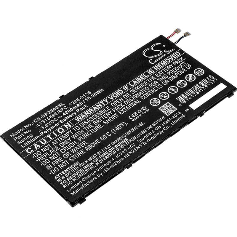 3,8V, Li-Polymer, 4100mAh, batterie de tablette compatible avec Sony, 1286-0138, Sgp611, Sgp612/w, 15,58Wh Tablette Cameron Sino Technology Limited
