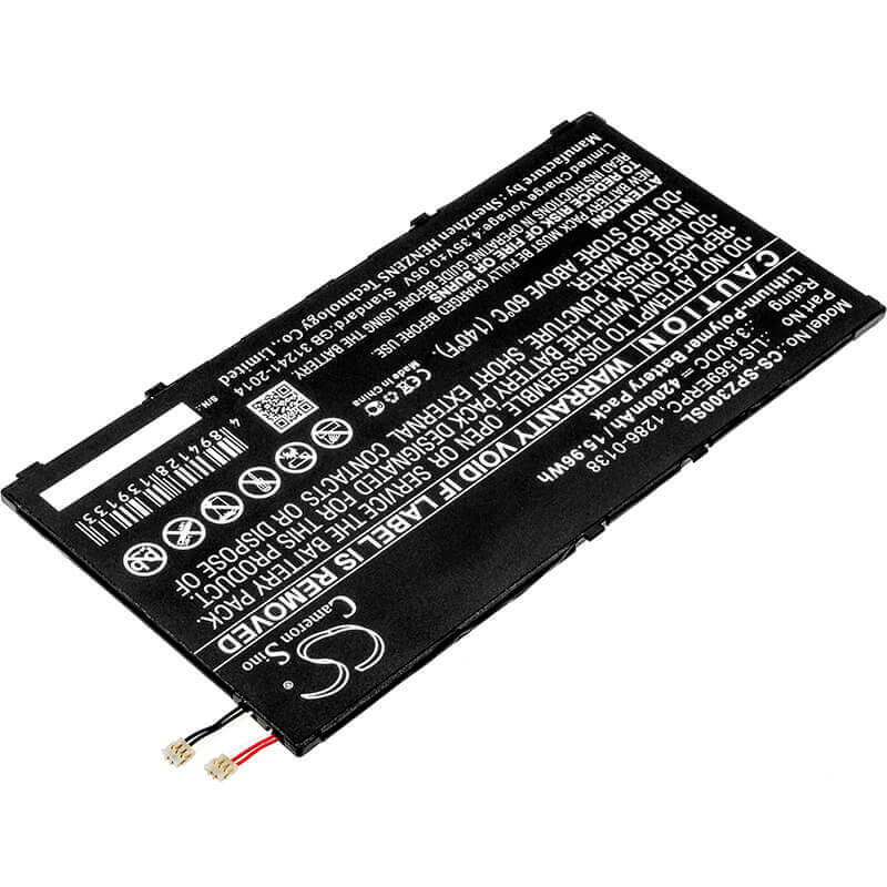 3,8V, Li-Polymer, 4100mAh, batterie de tablette compatible avec Sony, 1286-0138, Sgp611, Sgp612/w, 15,58Wh Tablette Cameron Sino Technology Limited