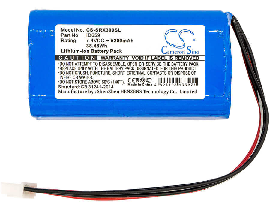 7,4V, Li-ion, 5200mAh, Batterie de haut-parleur compatible avec Sony, Srs-x30, Srs-xb3, 38,48Wh Haut-parleur Cameron Sino Technology Limited