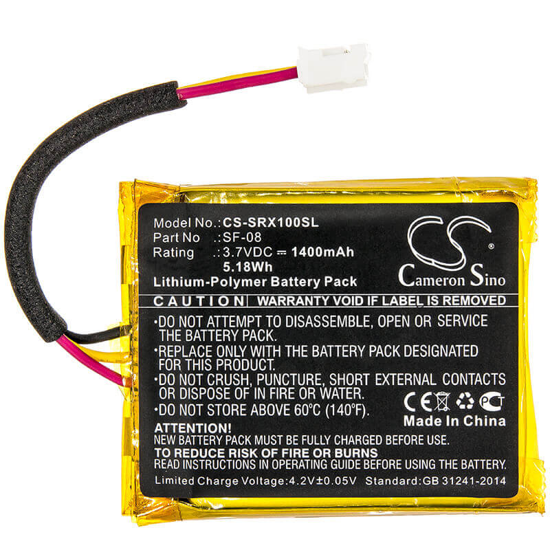 3.7V, Li-Polymer, 1400mAh, Headset battery fits Sony, 1-853-641-13, Srs-xb10, Srs-xb12, 5.18Wh Wireless Headset Cameron Sino Technology Limited