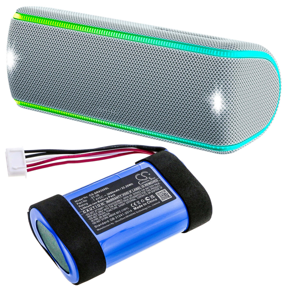 7.4V, Li-ion, 3350mAh, Batterie de haut-parleur compatible avec Sony, Srs-xb31, Srs-xb32, 24.79Wh Haut-parleur Cameron Sino Technology Limited