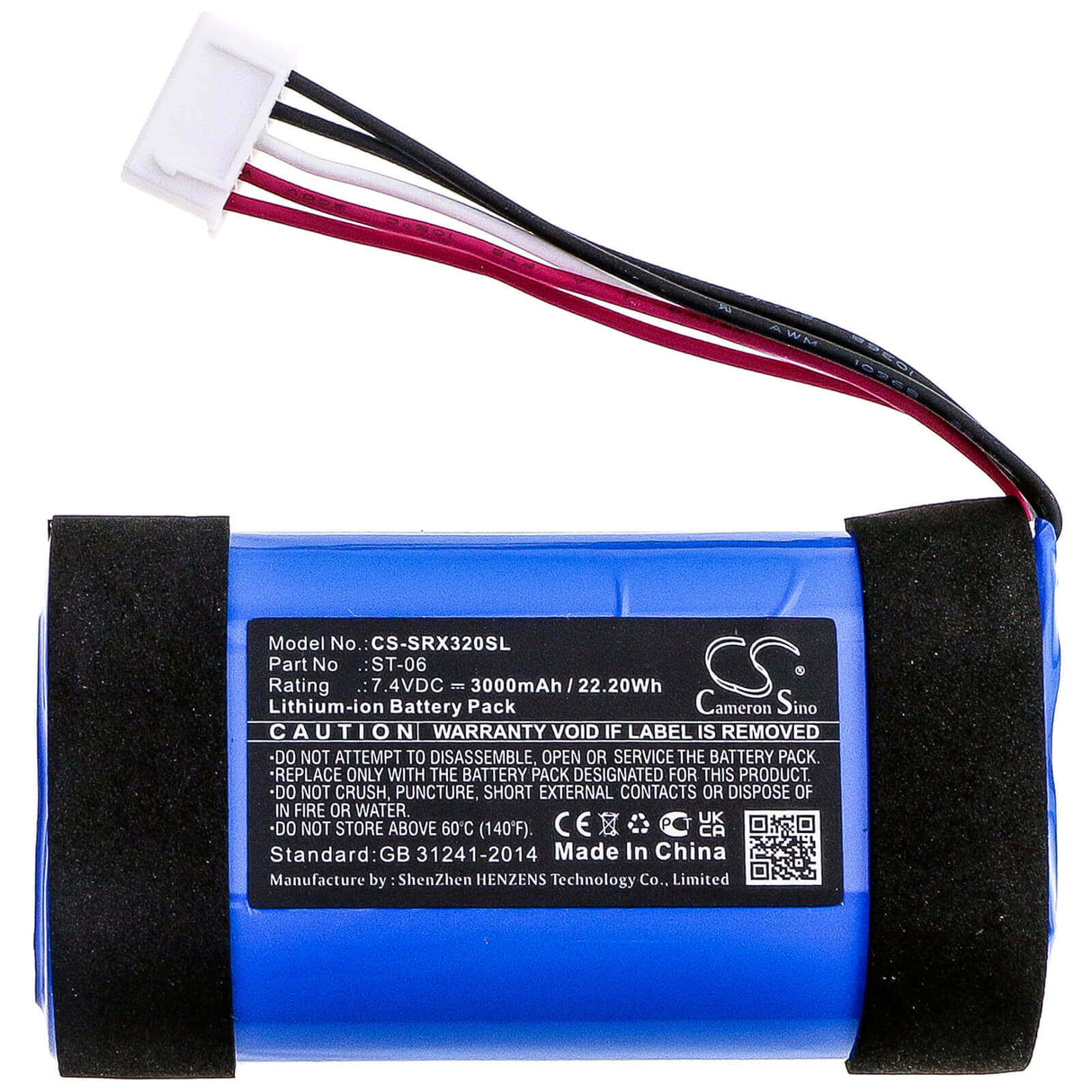 7.4V, Li-ion, 3350mAh, Batterie de haut-parleur compatible avec Sony, Srs-xb31, Srs-xb32, 24.79Wh Haut-parleur Cameron Sino Technology Limited
