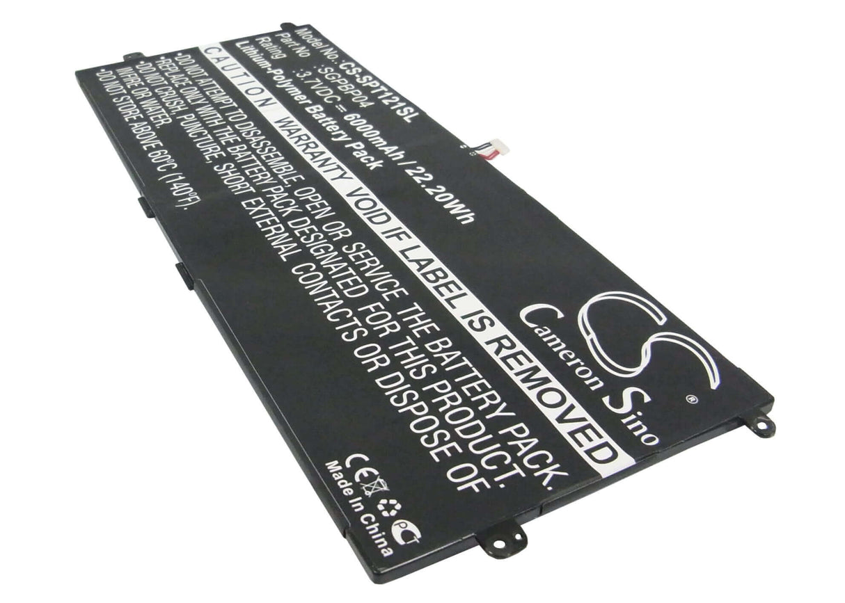 3.7V, Li-Polymer, 6000mAh, Tablet battery fits Sony, Sgpbp04, Gpt121, Sgpt121us/s, 22.20Wh Tablet Cameron Sino Technology Limited